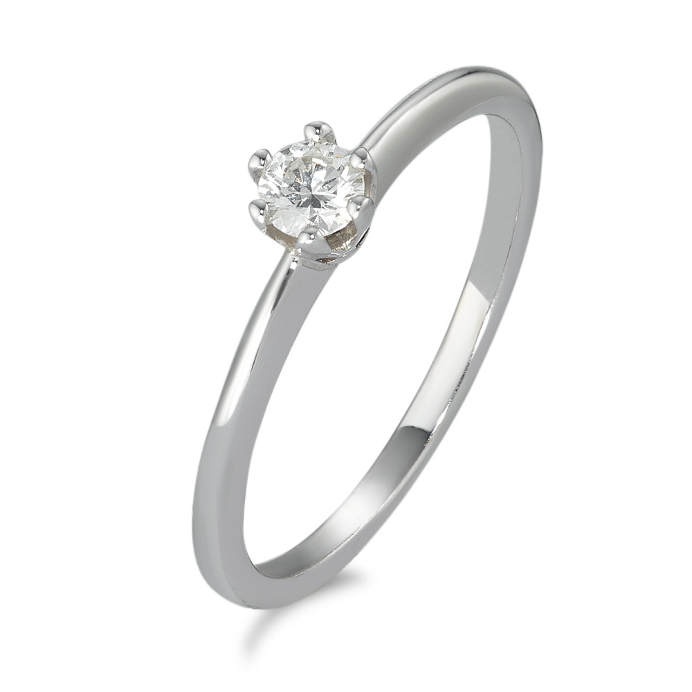 Solitär Ring 585/14 K Weissgold Diamant 0.15 ct, w-si-592006