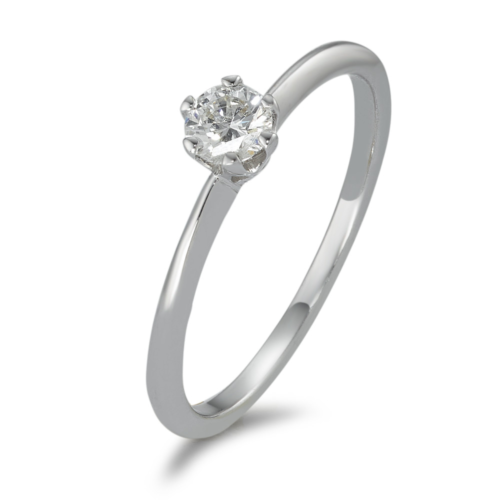 Solitär Ring 585/14 K Weissgold Diamant 0.20 ct, w-si-592007
