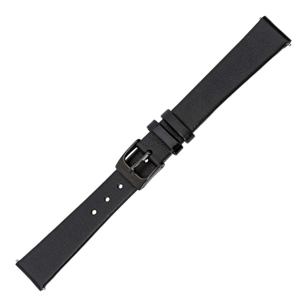 Uhrenband Leder, Edelstahl schwarz IP beschichtet 15 cm-592087