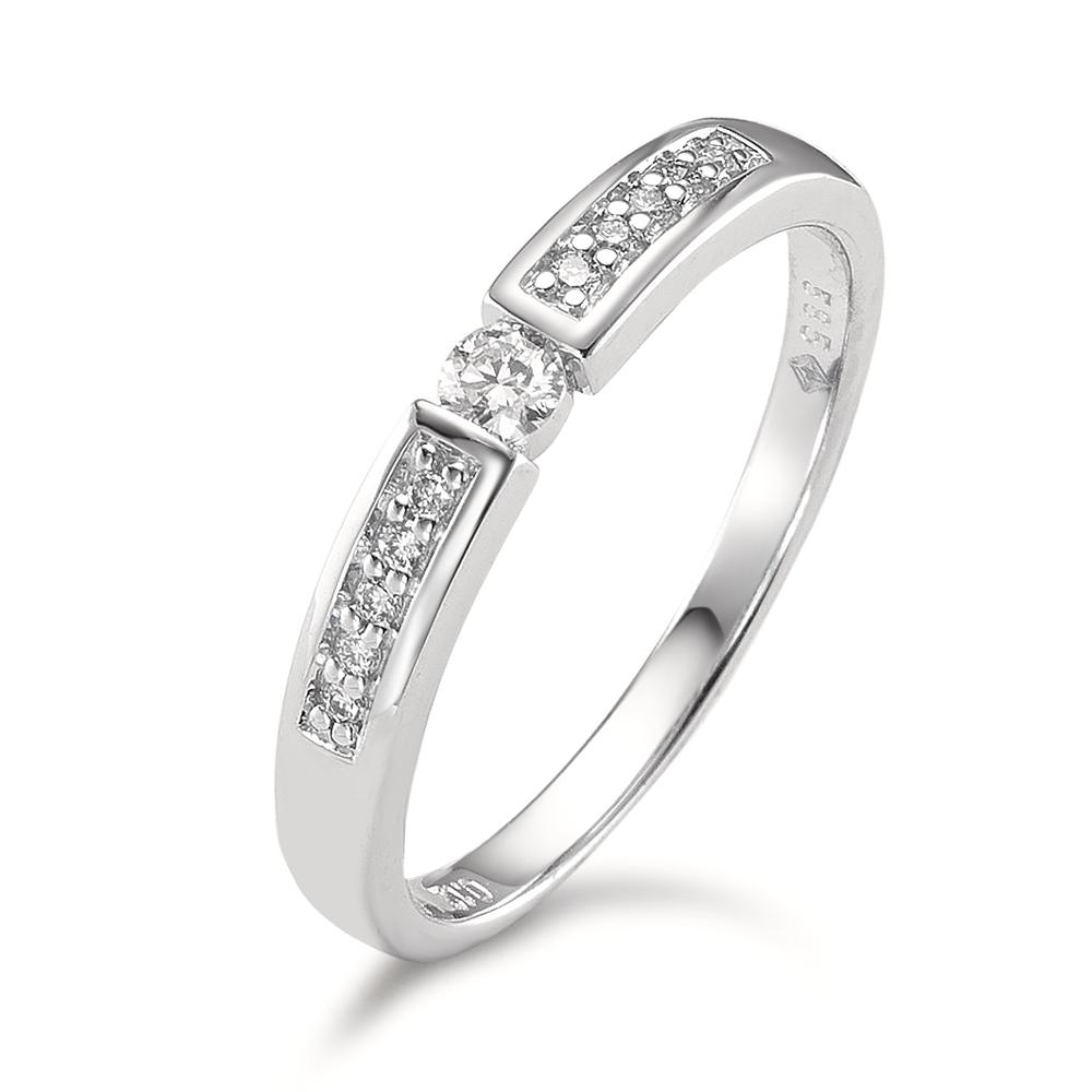 Fingerring 585/14 K Weissgold Diamant 0.12 ct, 11 Steine, w-si-592306