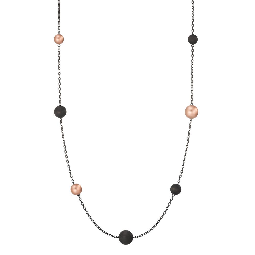 Halskette Nera aus geschwärztem Edelstahl mit Carbon und Pearls in Light Rosé, 60cm-592631