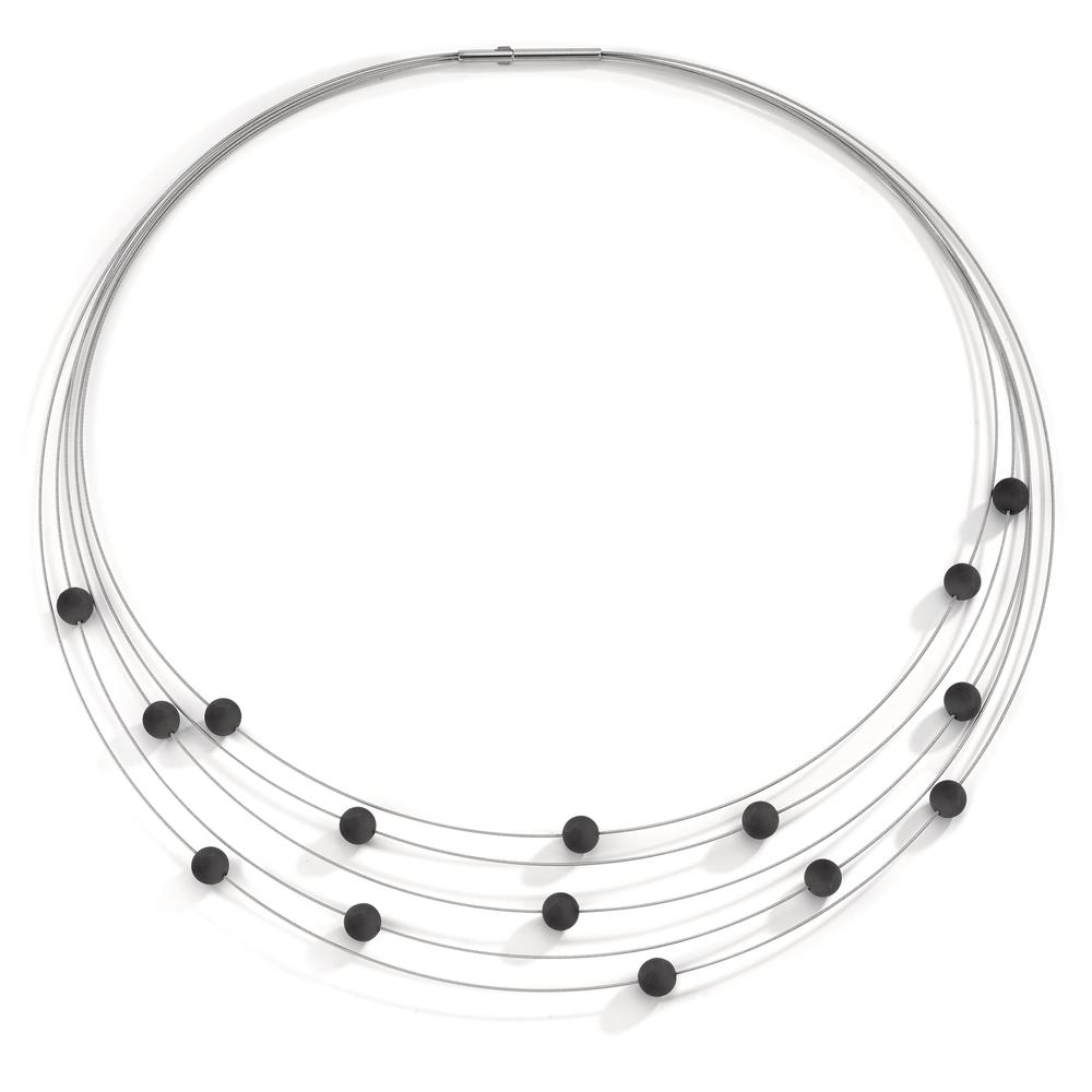 Spiralcollier Orbit aus Edelstahl mit Carbon Pearls, 42cm-592690