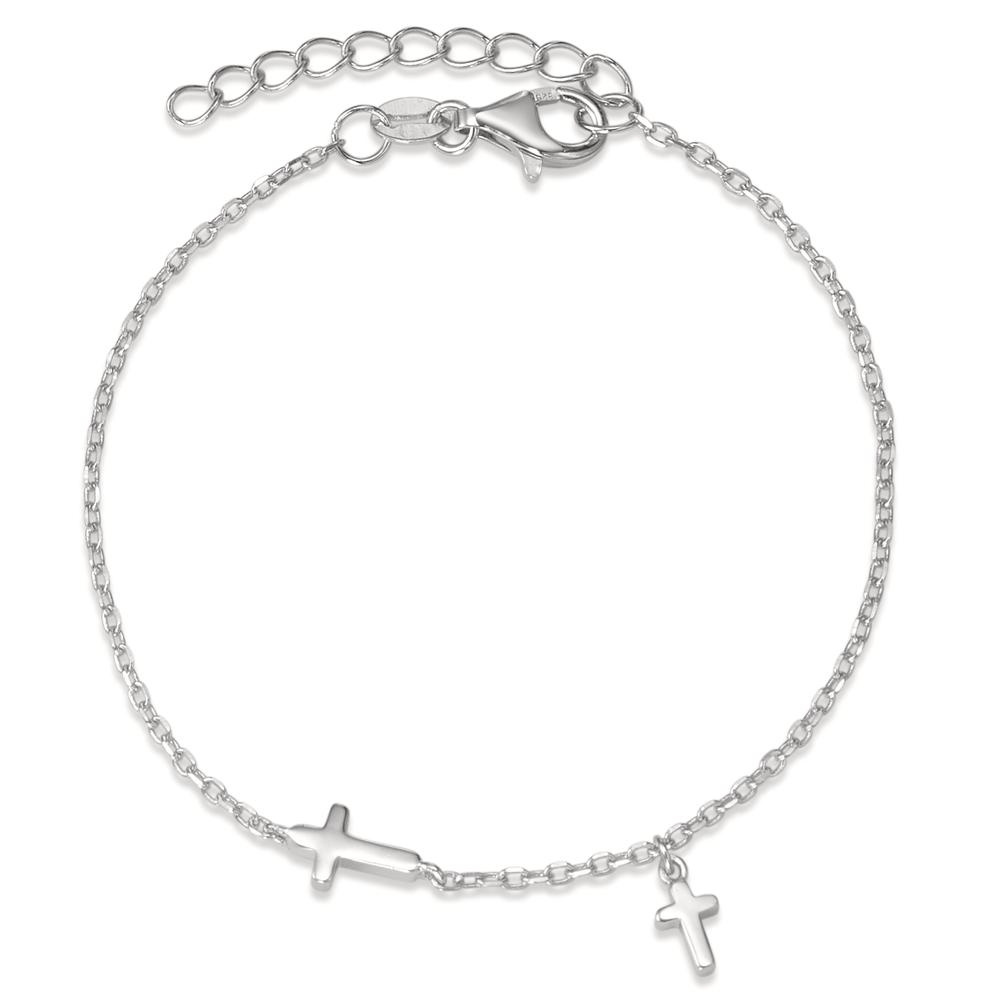 Armband Silber rhodiniert Kreuz 15.5-18 cm verstellbar-593241