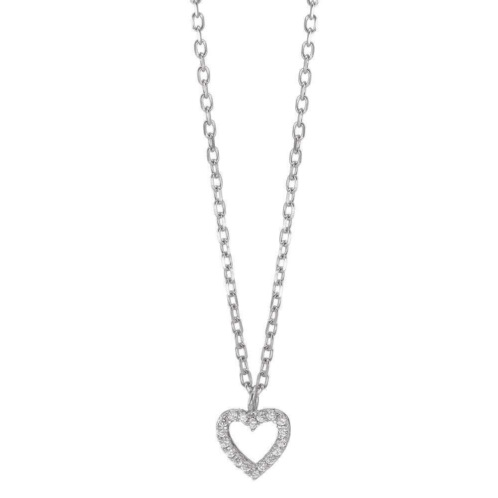 Halskette mit Anhänger Silber Zirkonia 18 Steine rhodiniert Herz 40-45 cm verstellbar-595205