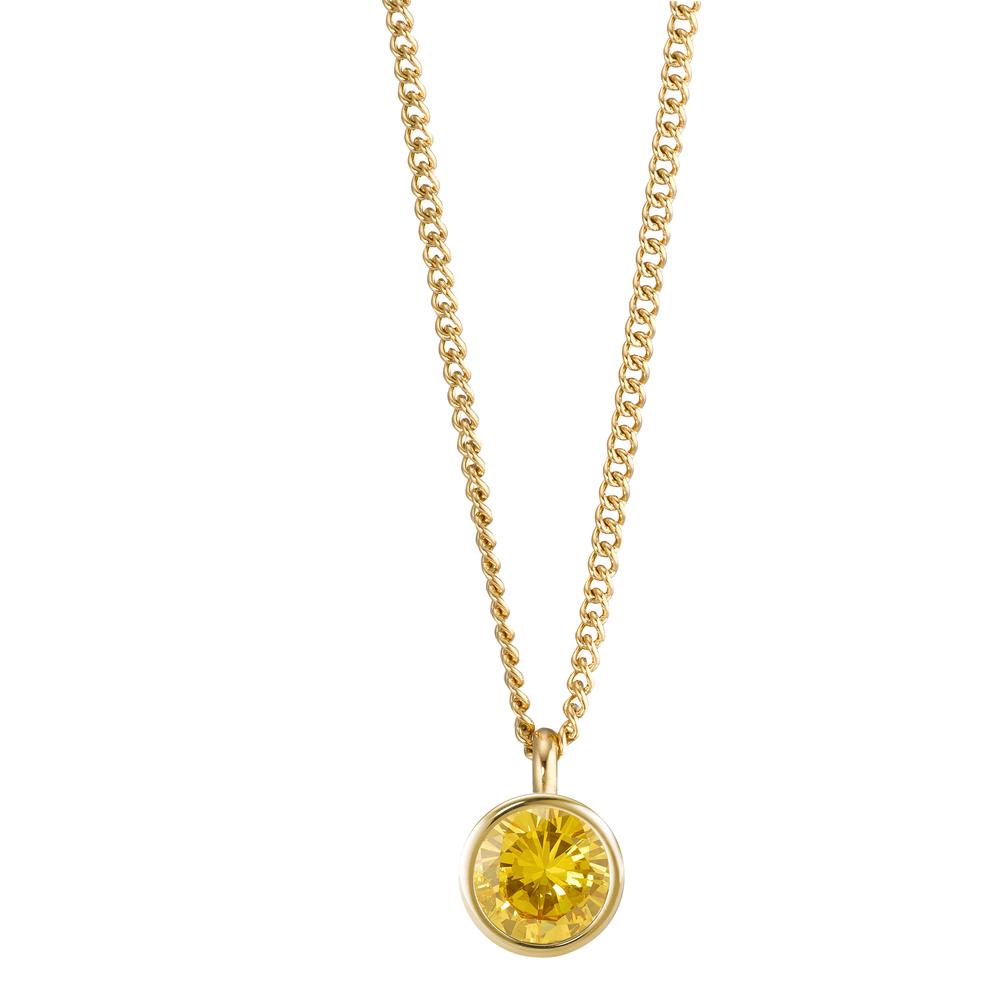 Halskette Joy Gold aus Edelstahl mit Imperial Yellow Zirkonia, 42cm-595833