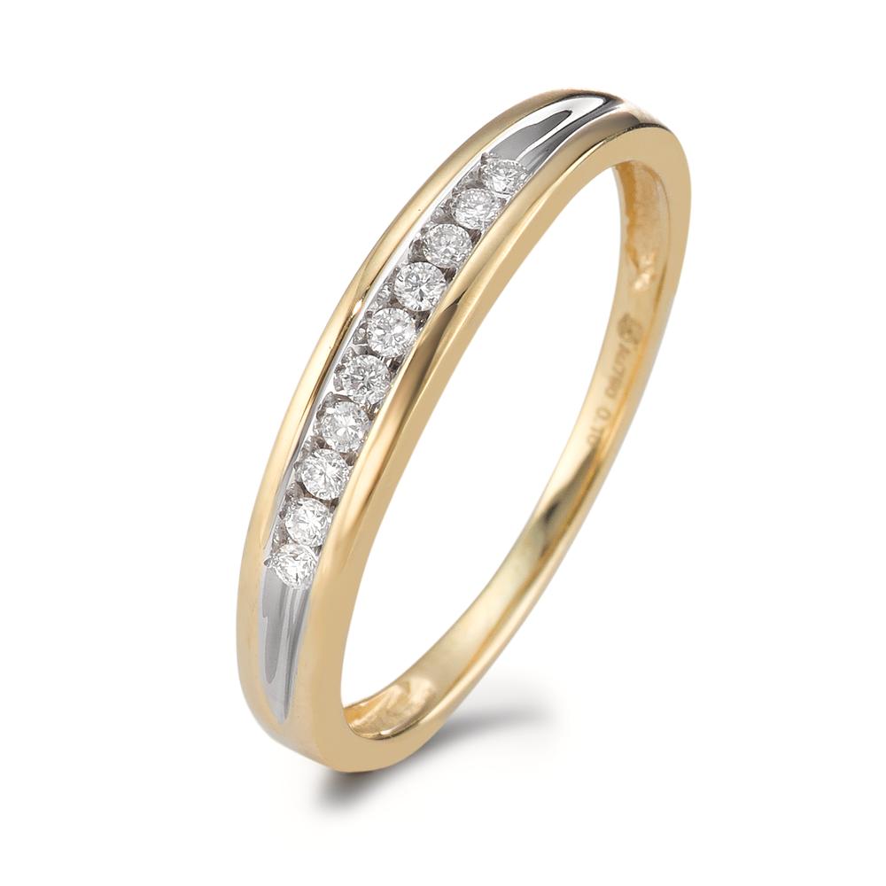 Fingerring 750/18 K Gelbgold Diamant 0.10 ct, 10 Steine, w-si-596089