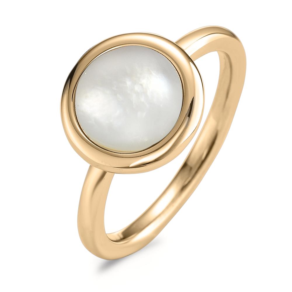 Ring Elyna aus Edelstahl-Gold mit Perlmutt, Ø12mm-596918