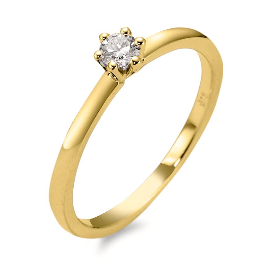 Solitär Ring 750/18 K Gelbgold Diamant 0.15 ct, w-si-597353