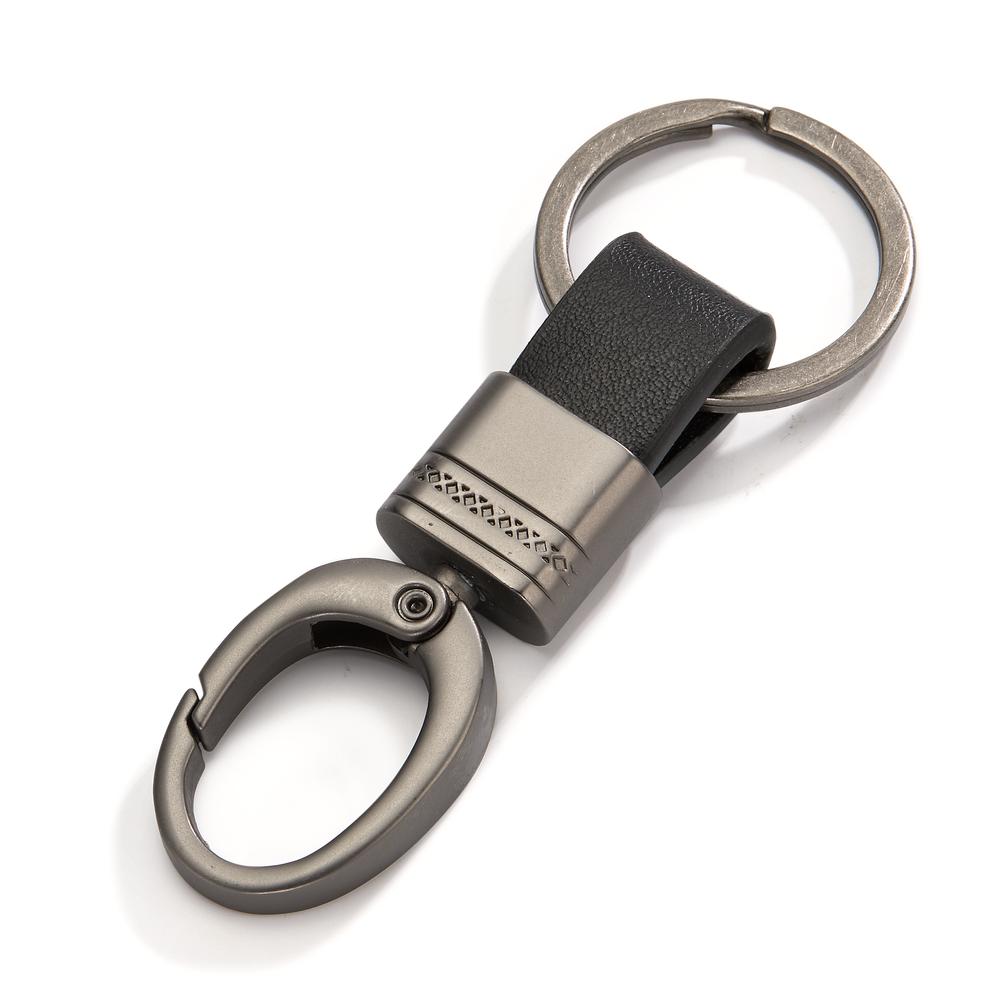 Schlüsselanhänger Edelstahl, Leder IP beschichtet 10 cm Ø32 mm-600005