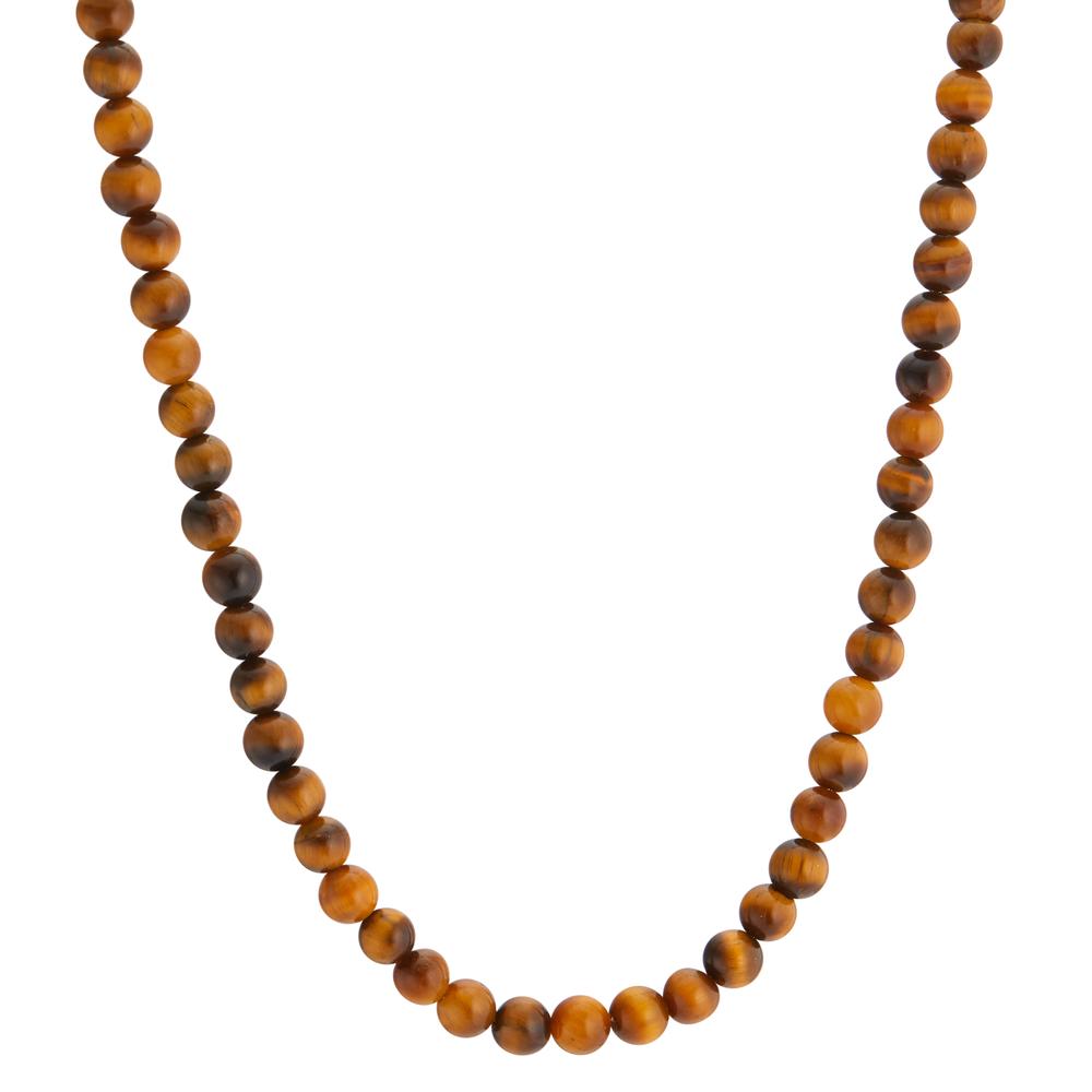 Halskette Muse aus natürlichen Tigerauge-Perlen, 42-45 cm verstellbar, Ø4 mm-600466