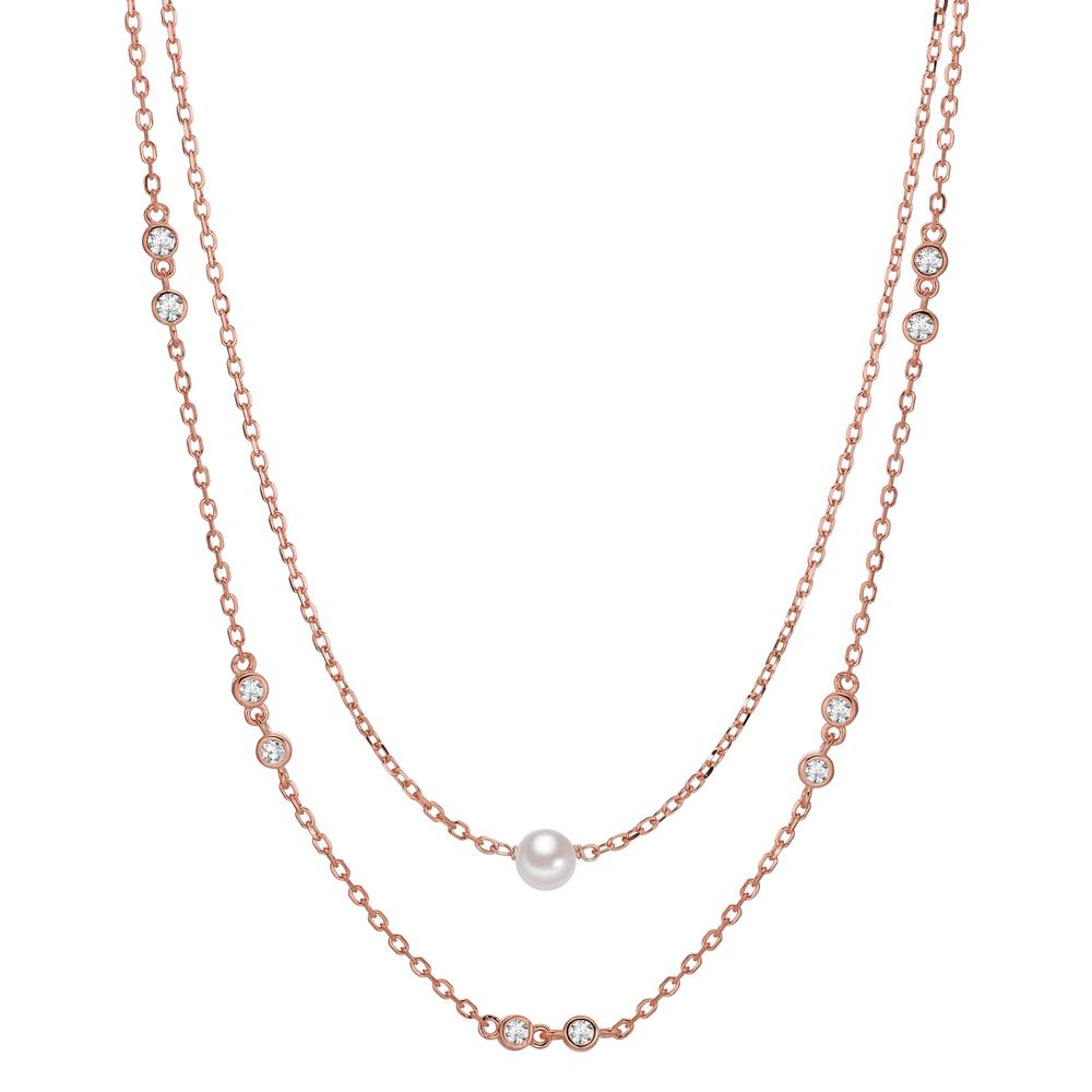 Collier Silber Zirkonia 10 Steine rosé vergoldet shining Pearls 40-45 cm verstellbar-603286