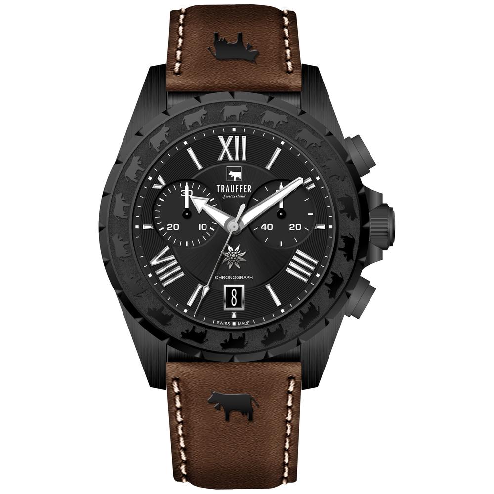 Uhr Edelstahl schwarz IP beschichtet Ø46 mm-604780