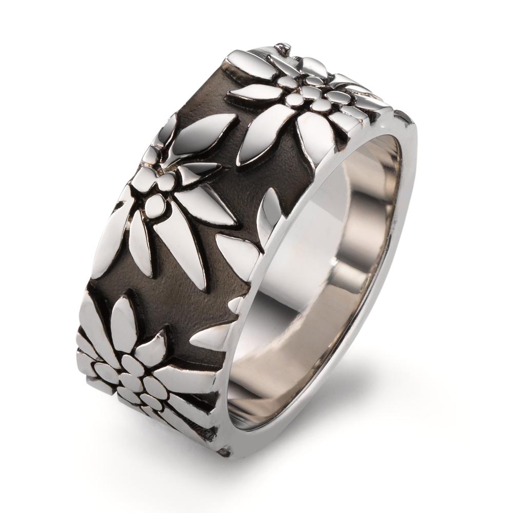 Fingerring Silber schwarz rhodiniert Edelweiss-604905