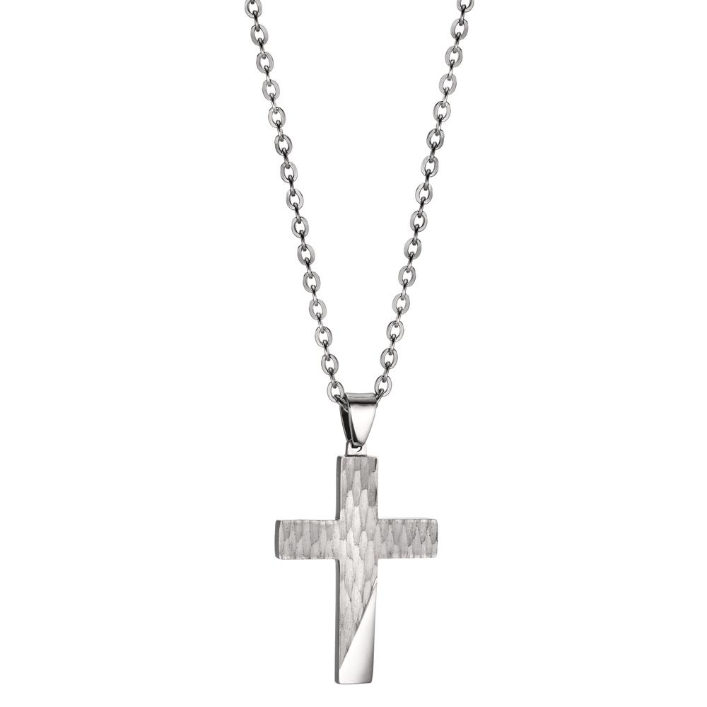 Halskette mit Anhänger Edelstahl Kreuz 50-55 cm verstellbar-607011